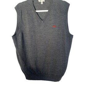 Peter Millar Gray Merino Wool/Silk Classic Pullover Sweater Vest Chest Emb Sz L